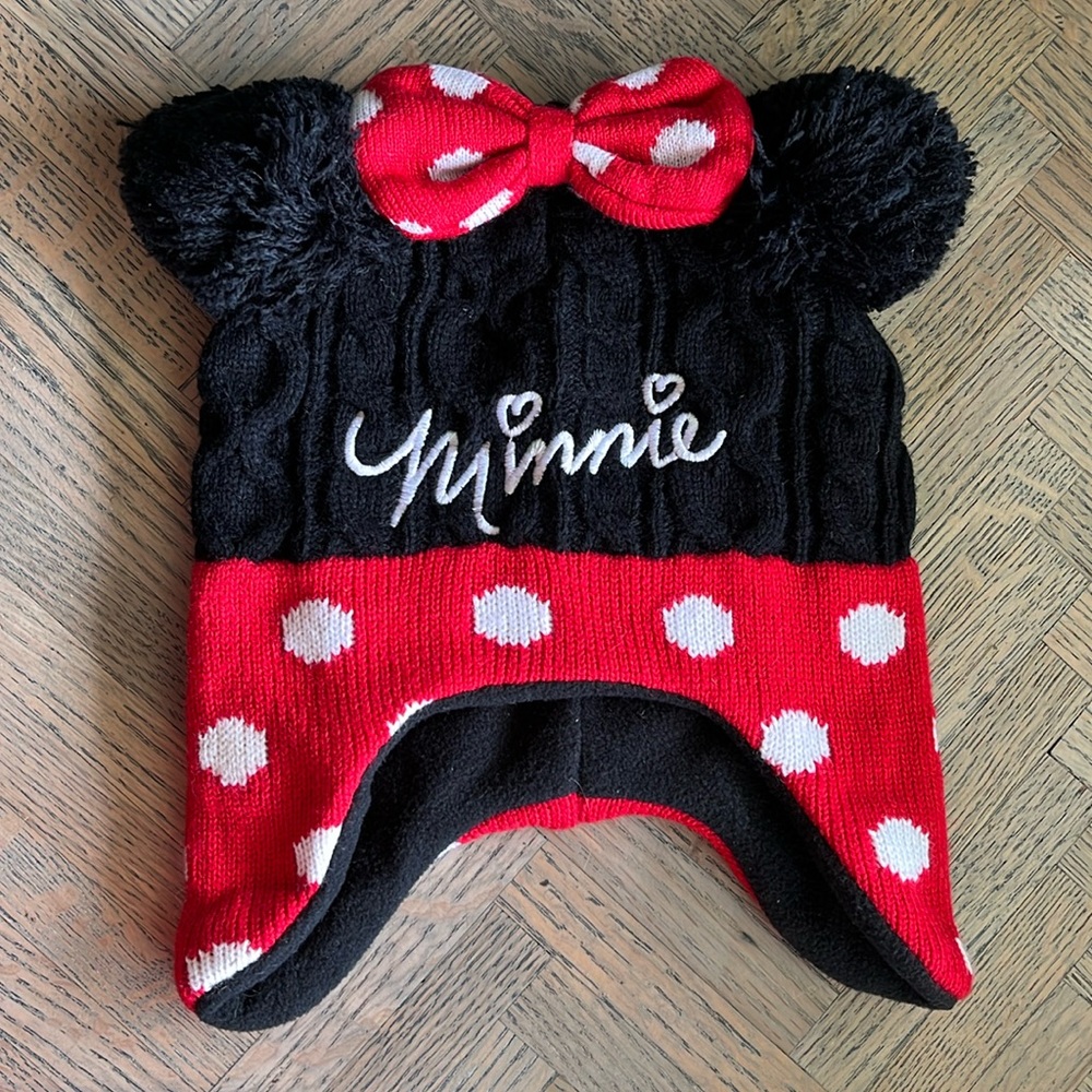 Disney Minnie Mouse pom-pom Winter Knitted Hat with Bow